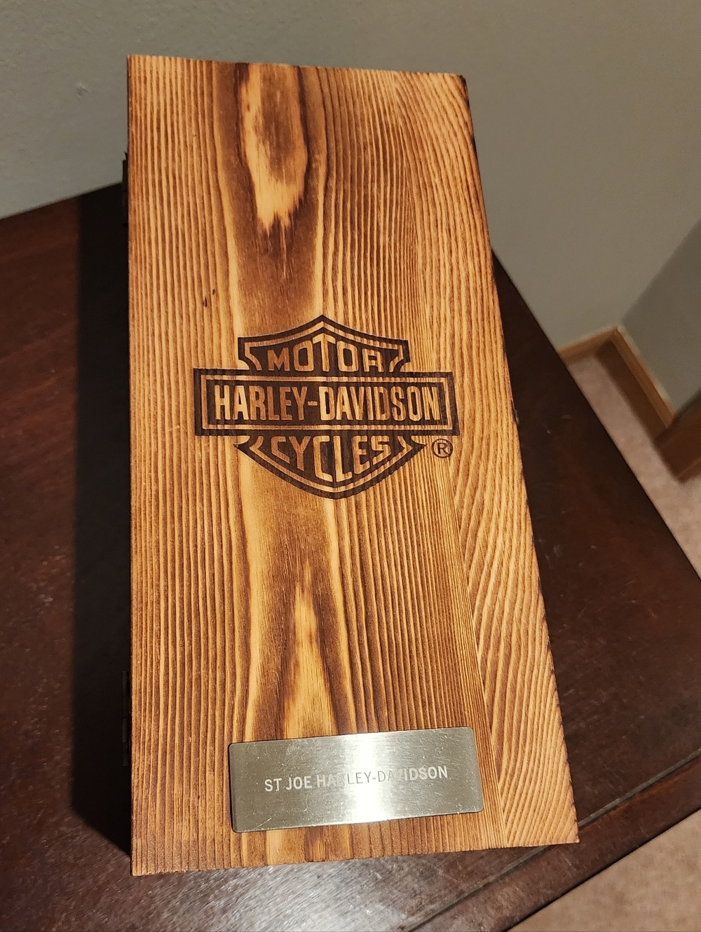 Harley Davidson Decanter Wooden Set ST JOE HARLEY DAVIDSON Collectible Bar Decor - Picture 13 of 16